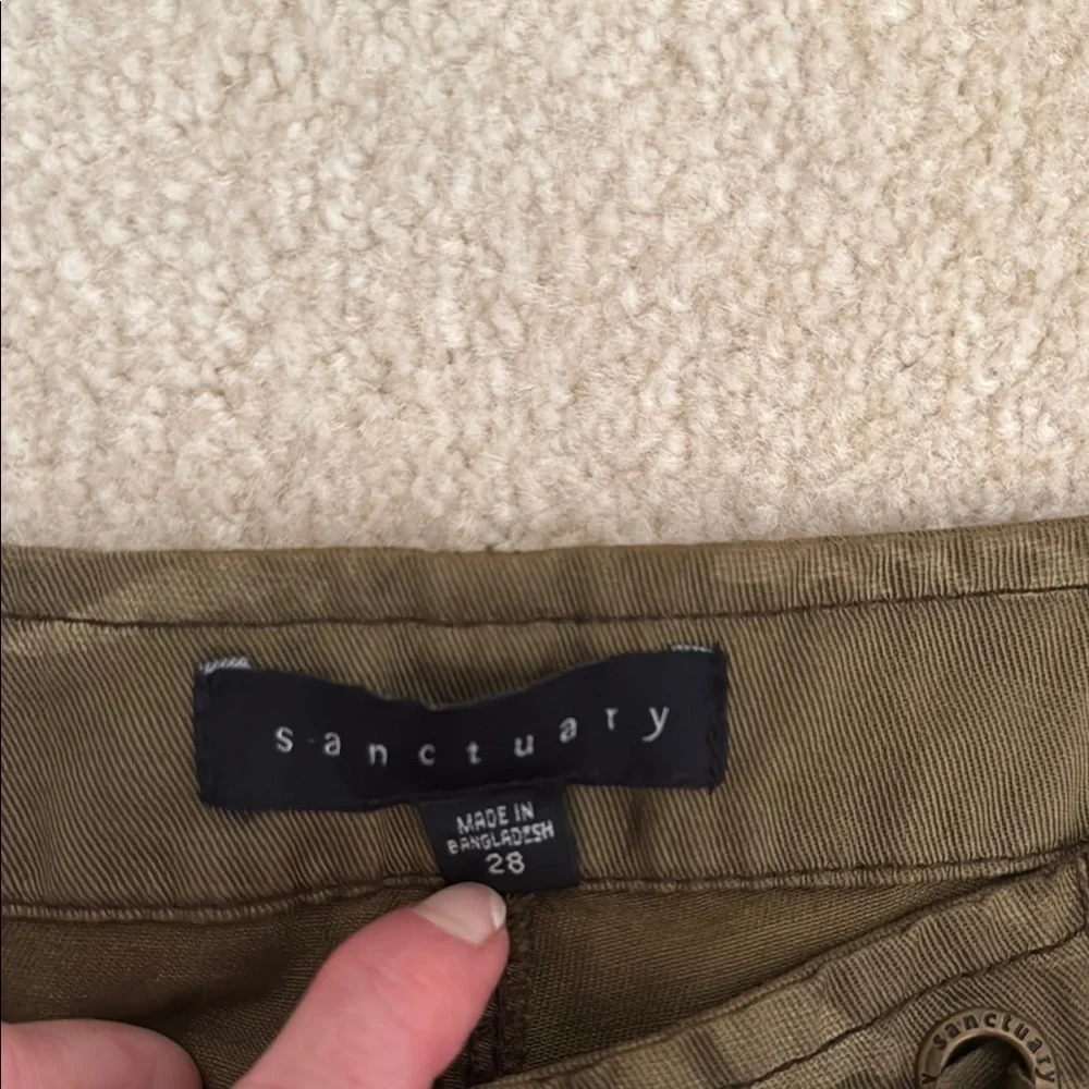 Sanctuary Green Cargo Shorts with Drawstring Waist